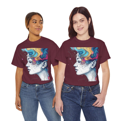 Face w/Color Hair Graphic Art Tee Shirt
