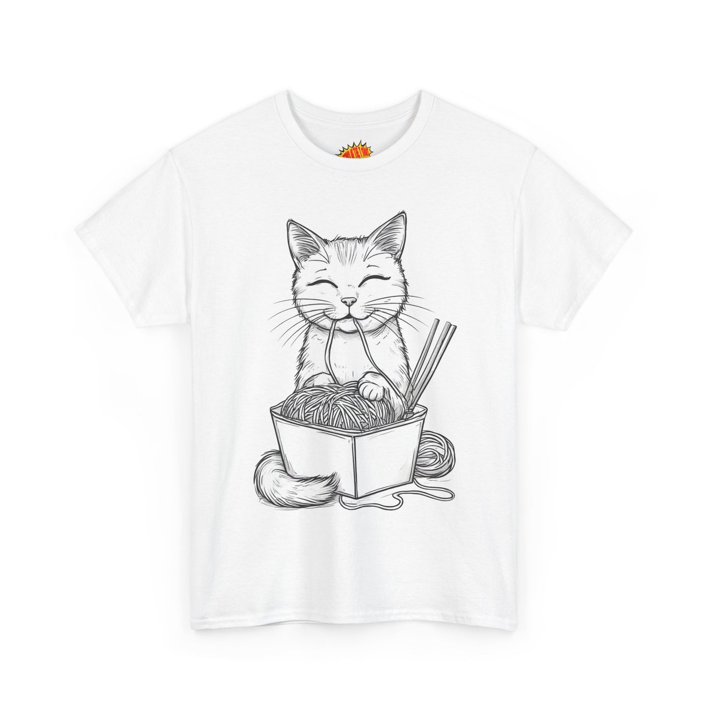 Cat w/Noodles Drawing Art Tee Shirt *Multiple Colors*
