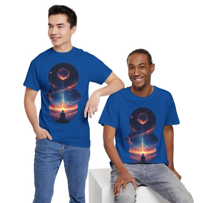 Cosmic Meditation w/Planet Space Graphic Art Tee Shirt