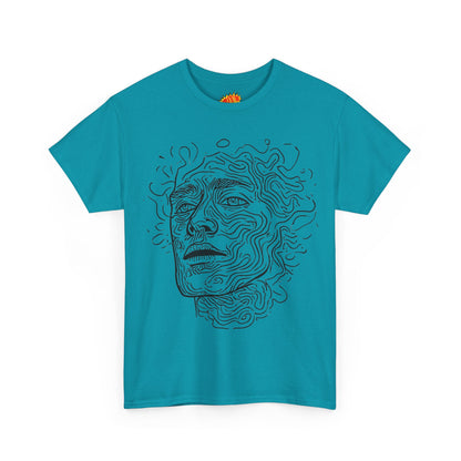 Human Face Line Drawing Portrait Graphic Art Tee Shirt