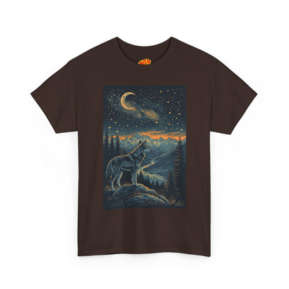 Mountain Wolf Sliver Moon Scene T-Shirt