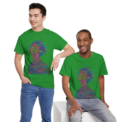 Line Drawing Multicolor Human Graphic Art Tee Shirt