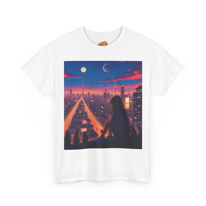 Anime City Twin Moon Scene w/Cats T-Shirt