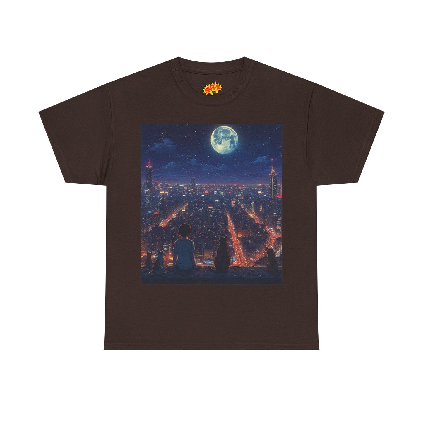 Anime City Neon Night Scene w/Cats T-Shirt *Multiple Colors*