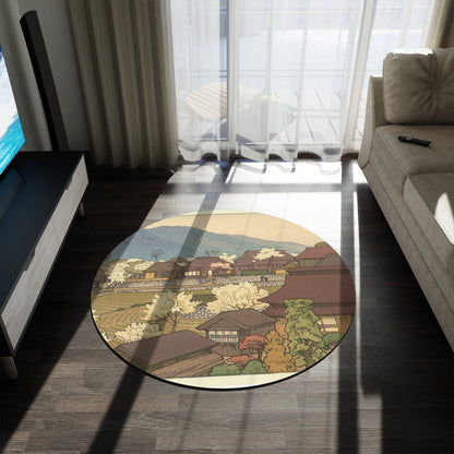 Village of Plums Yoshida Toshi 1951 Print Area Rug - 60in Diameter Round Rug