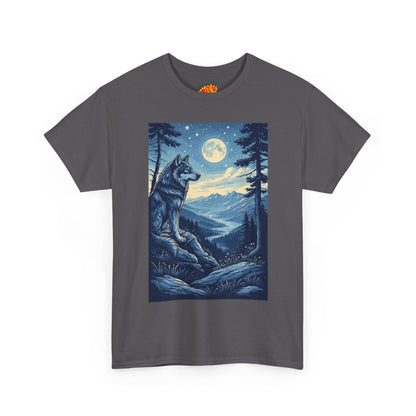 Blue Wolf with Full Moon Scene T-Shirt