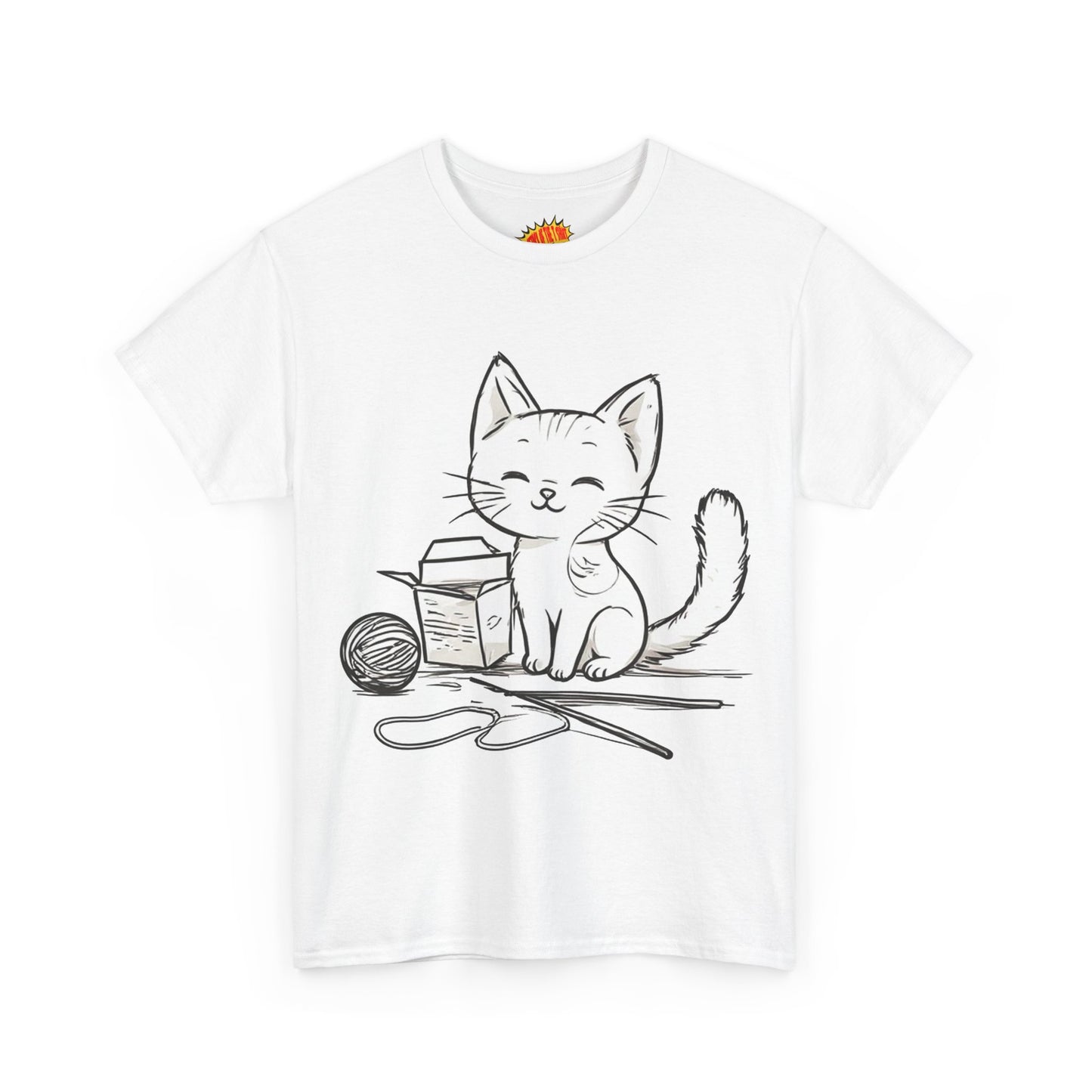 White Cat w/Takeout Yarn Art Tee Shirt *Multiple Colors*