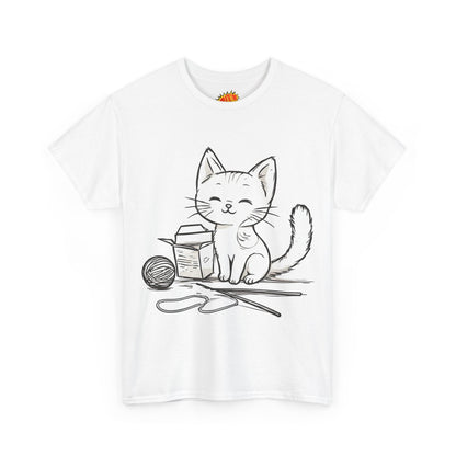 White Cat w/Takeout Yarn Art Tee Shirt
