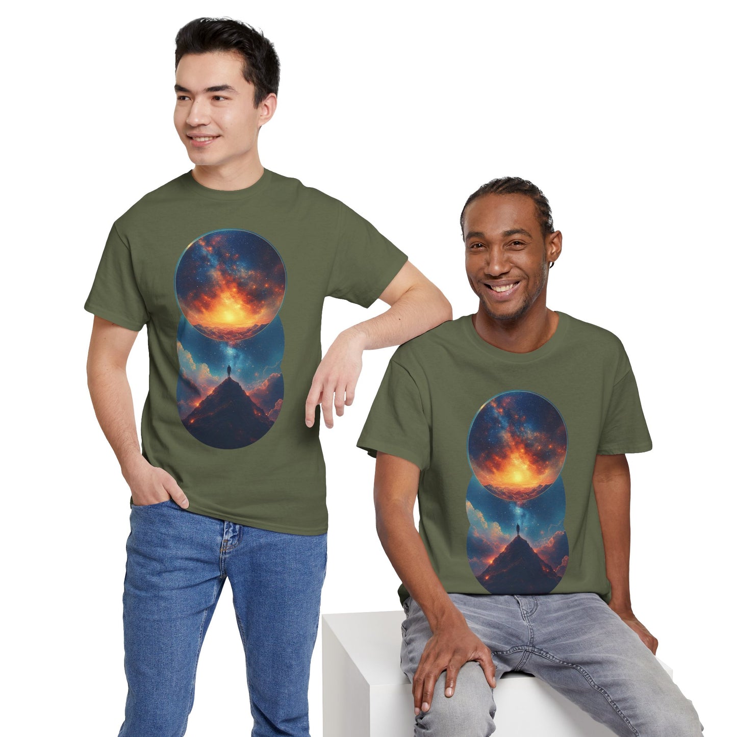 Round Cosmic Galaxy Graphic Art Tee Shirt *Multiple Colors*