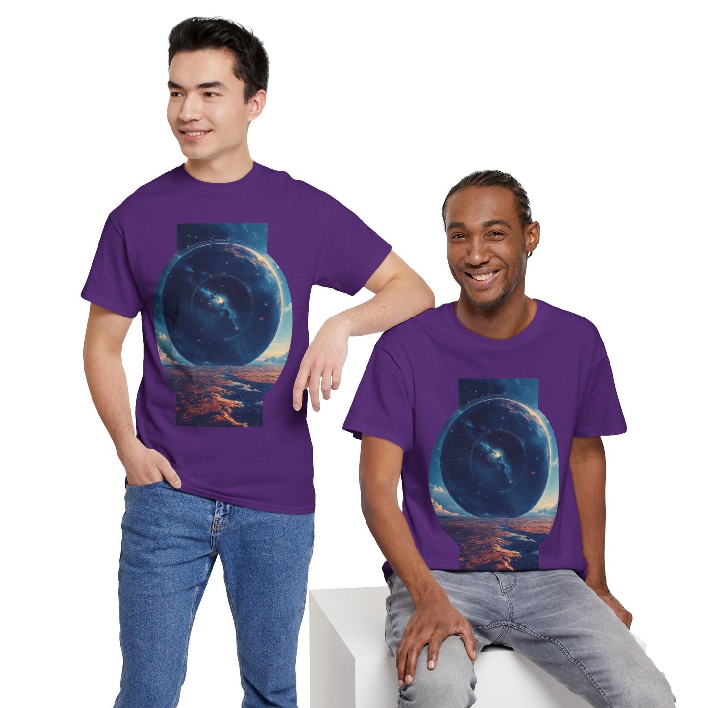 Round Galaxy Space Graphic Art Tee Shirt *Multiple Colors*