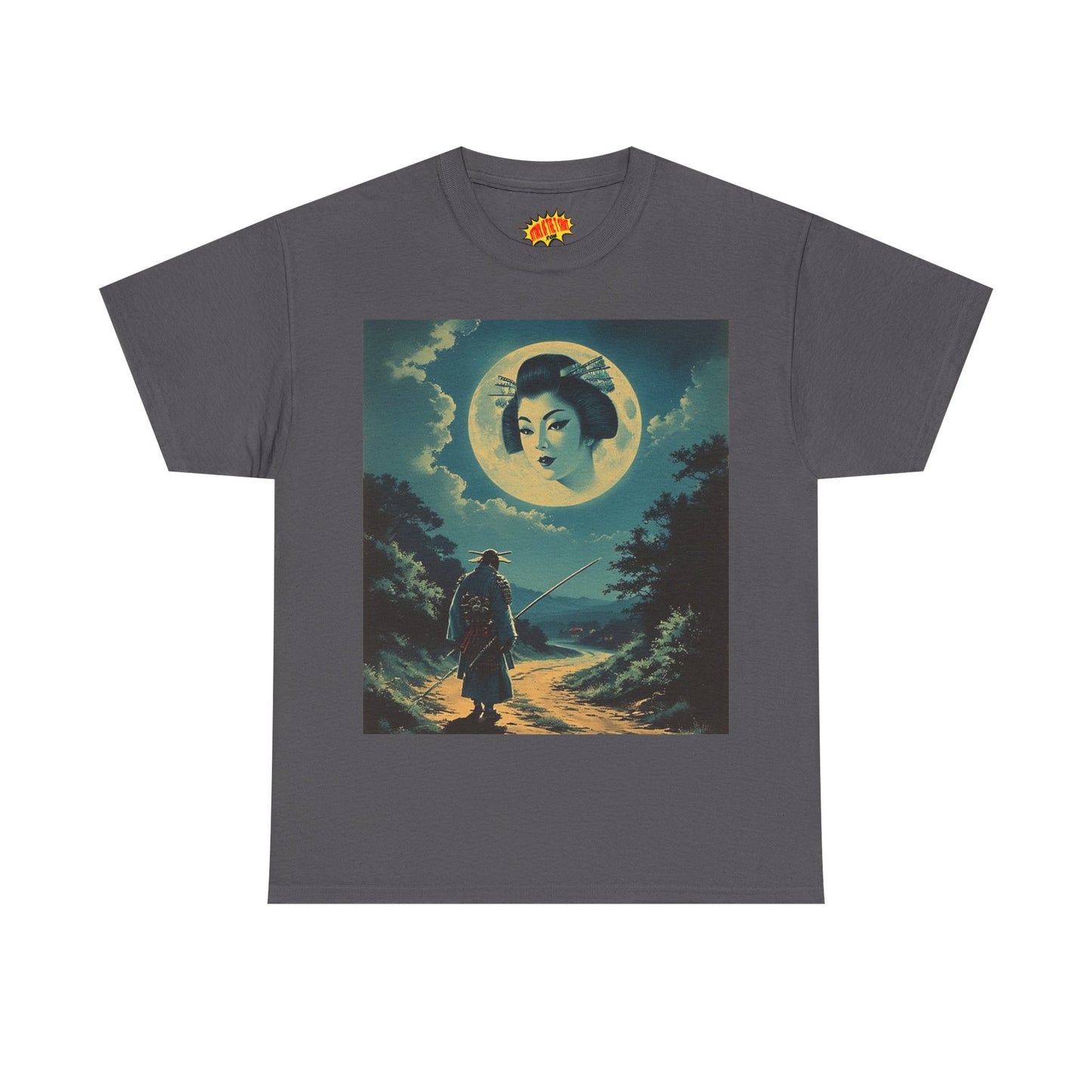 Travelling Samurai w/Full Moon Geisha Woman T-Shirt *Multiple Colors*