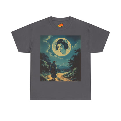 Travelling Samurai w/Full Moon Geisha Woman T-Shirt