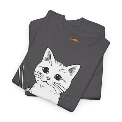 White Cat w/Yarn Ball Art Tee Shirt