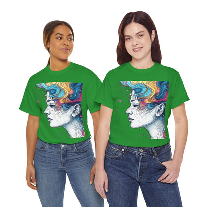 Face w/Color Hair Graphic Art Tee Shirt