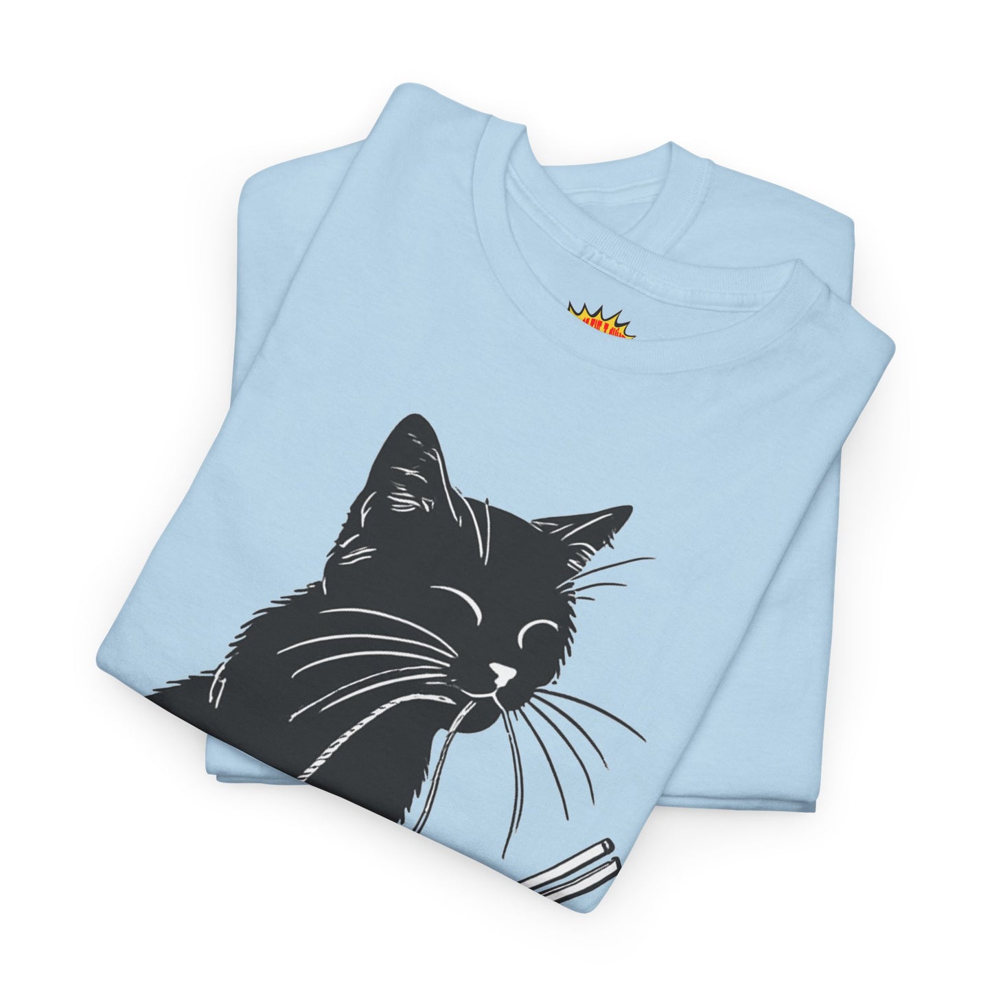 Black Cat w/Noodles Drawing Art Tee Shirt *Multiple Colors*