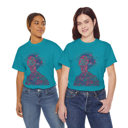 Line Drawing Multicolor Human Graphic Art Tee Shirt