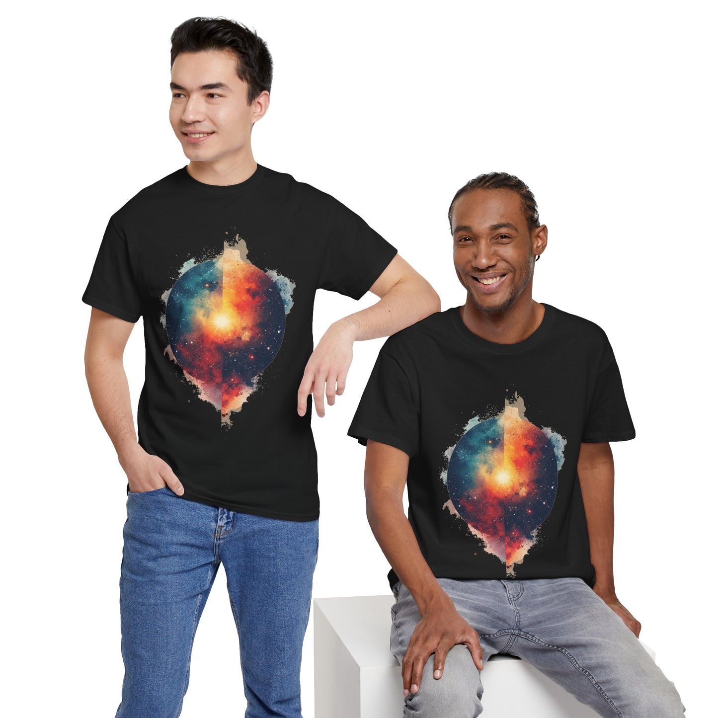 Round Galaxy w/Nebula Graphic Art Tee Shirt *Multiple Colors*