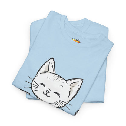 White Cat w/Takeout Yarn Art Tee Shirt