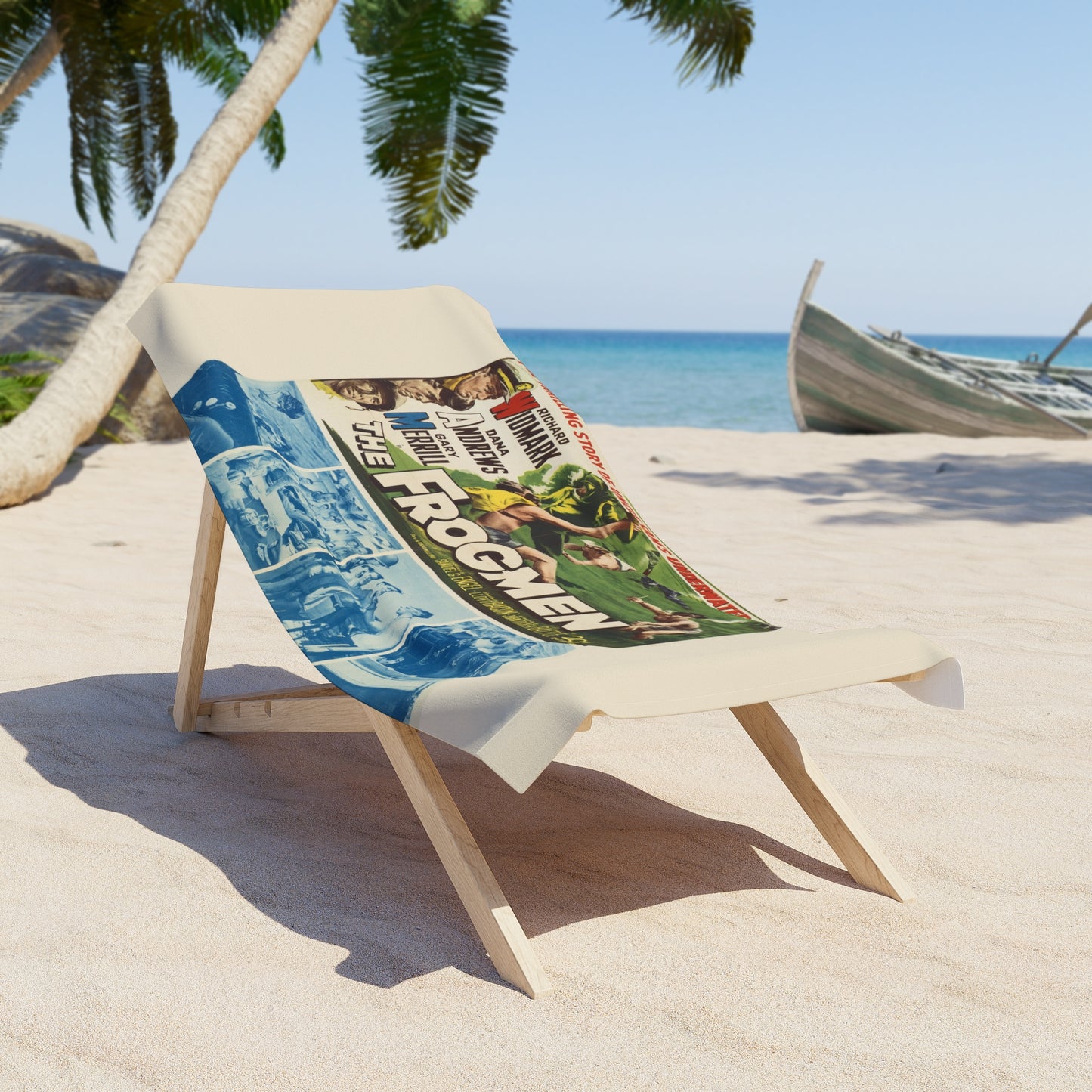 The Frogmen Vintage Movie Poster Beach Towel | Retro War Movie Art Towel