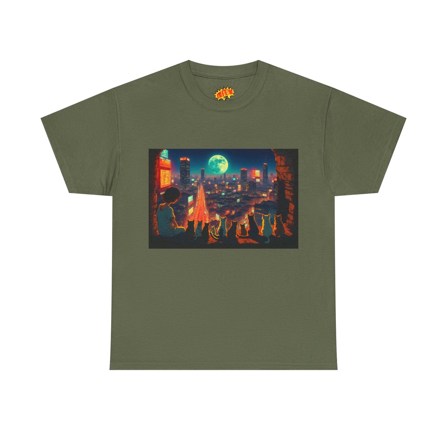 Anime Cityscape Scene w/Cats T-Shirt *Multiple Colors*