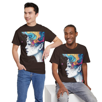 Face w/Color Hair Graphic Art Tee Shirt