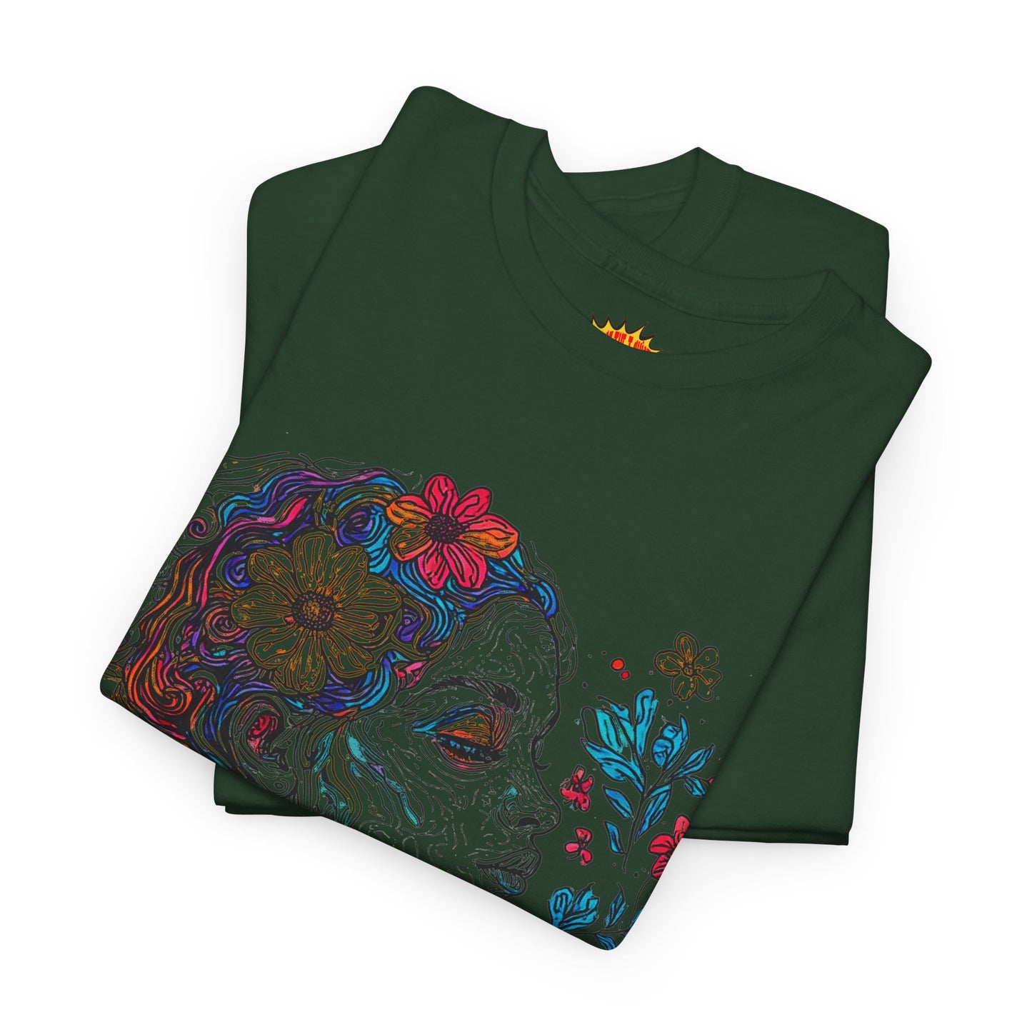 Multicolor Line Drawing Human Graphic Flower Art Tee Shirt *Multiple Colors*