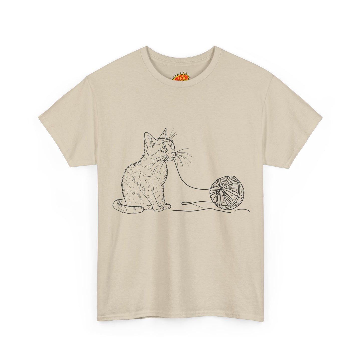 Cat w/Yarn Line Drawing Art Tee Shirt *Multiple Colors*