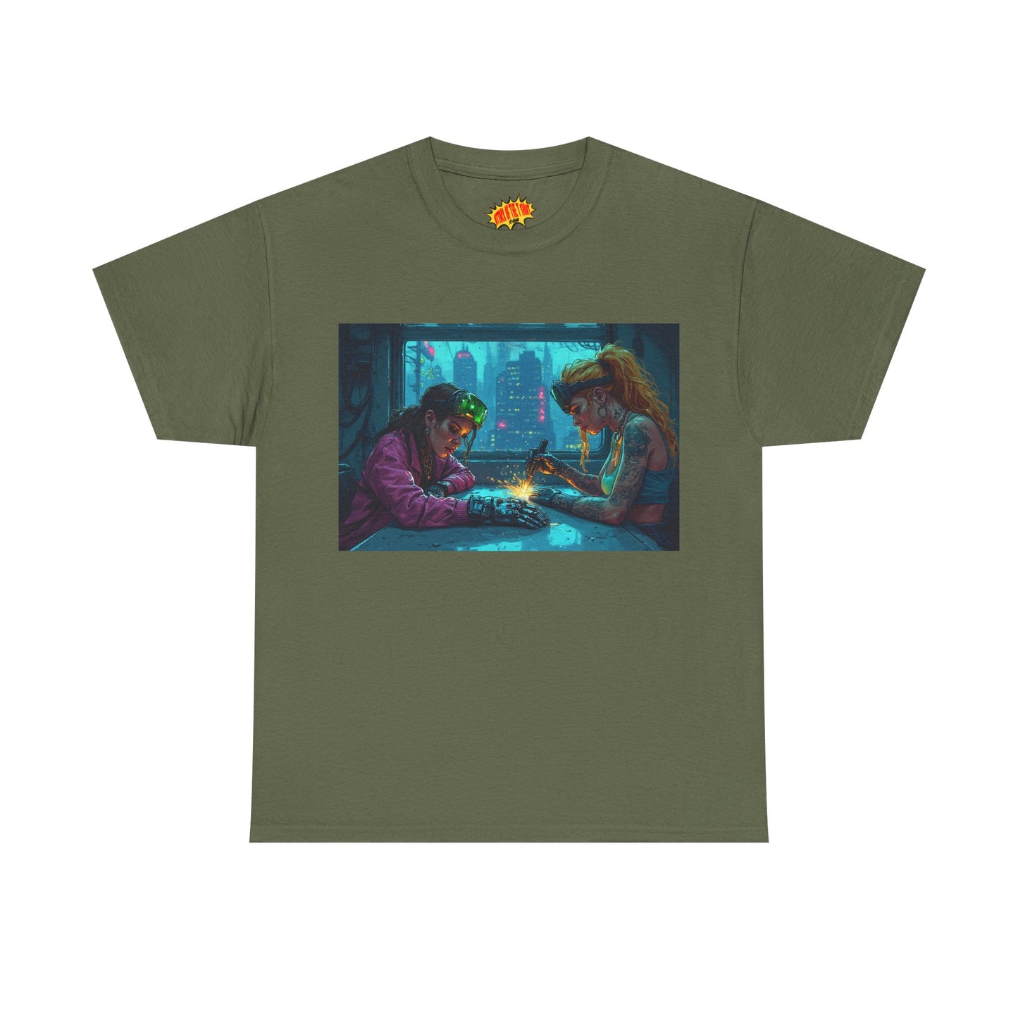 Cyberpunk Ladies Welding Scene T-Shirt *Multiple Colors*