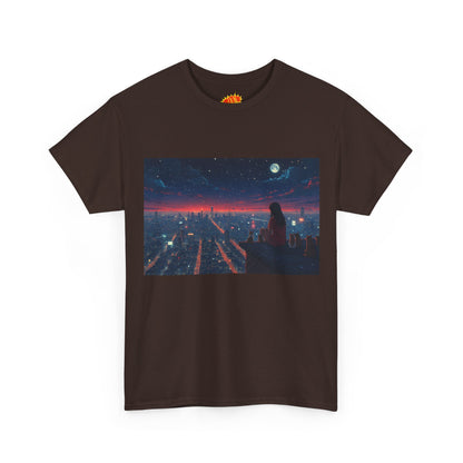 Neon City Anime Night Scene w/Cats T-Shirt