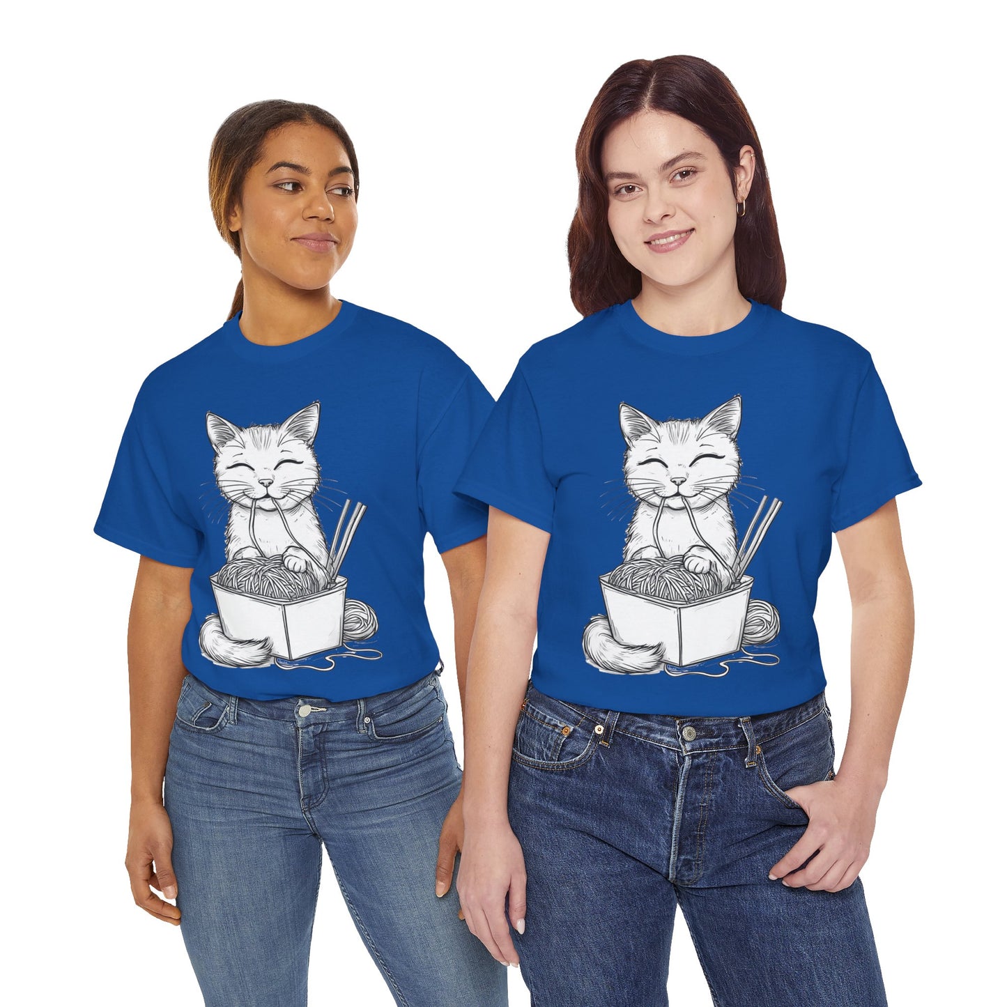 Cat w/Noodles Drawing Art Tee Shirt *Multiple Colors*