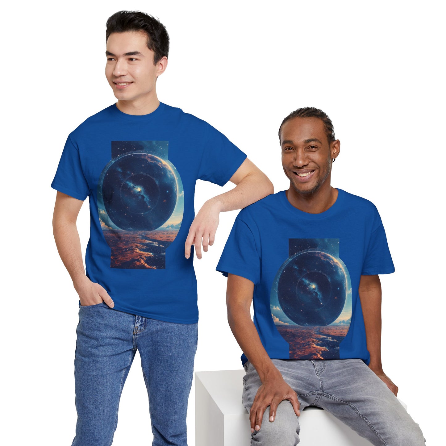 Round Galaxy Space Graphic Art Tee Shirt *Multiple Colors*