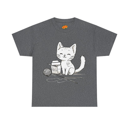 White Cat w/Takeout Yarn Art Tee Shirt