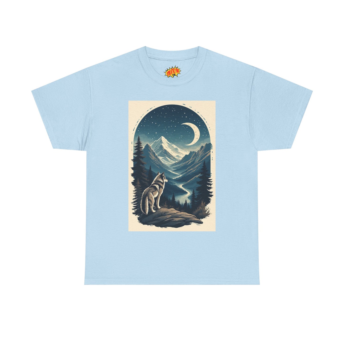Wolf with Crescent Moon Scene T-Shirt *Multiple Colors*