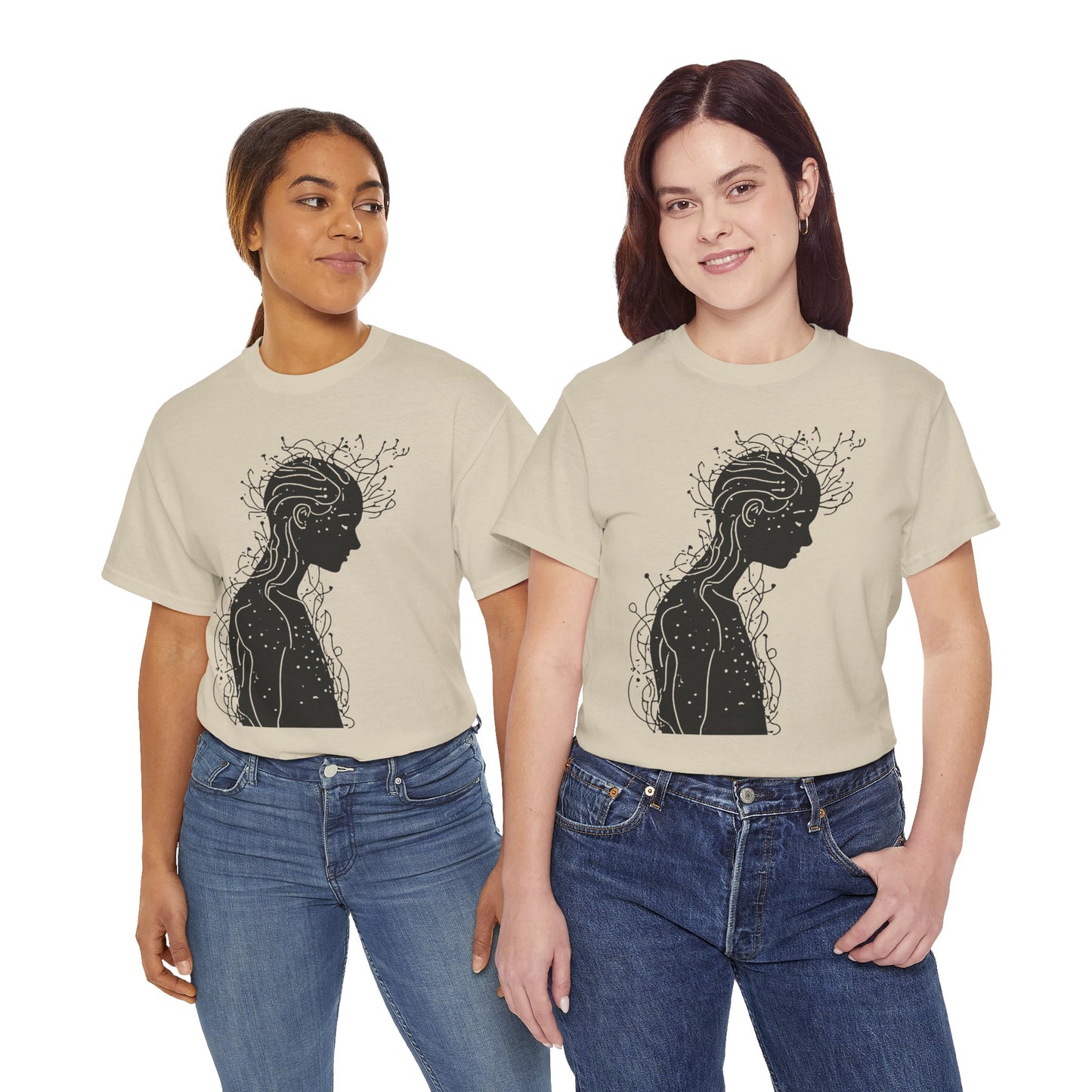 Human Silhouette Line Drawing Graphic Art Tee Shirt *Multiple Colors*