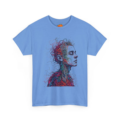 Multicolor Line Drawing Human Graphic Art Tee Shirt