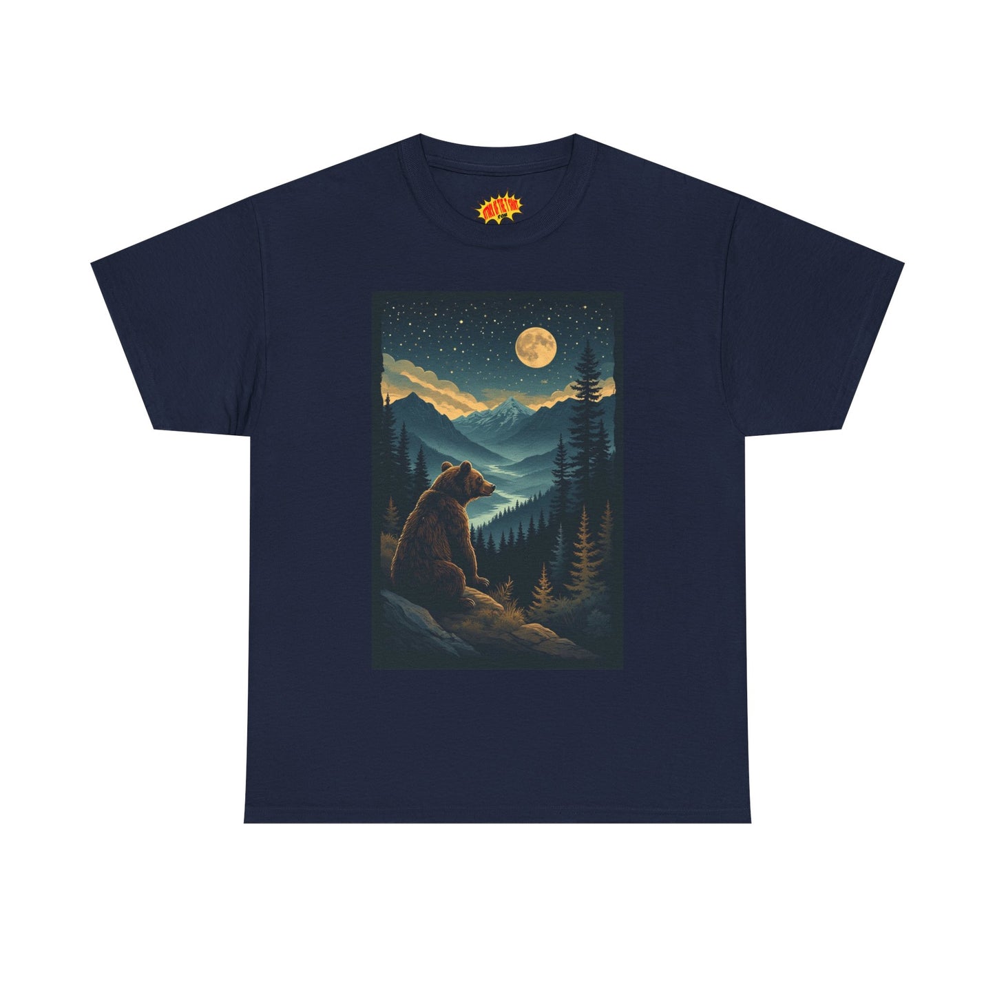 Sitting Grizzly Bear Full Moon Scene T-Shirt *Multiple Colors*