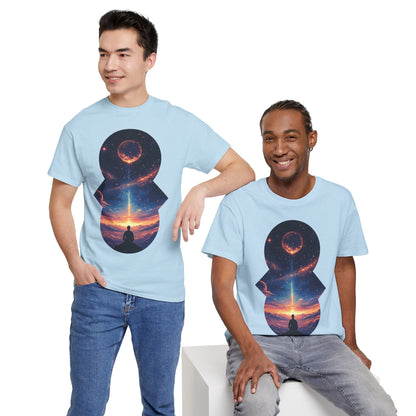 Cosmic Meditation w/Planet Space Graphic Art Tee Shirt
