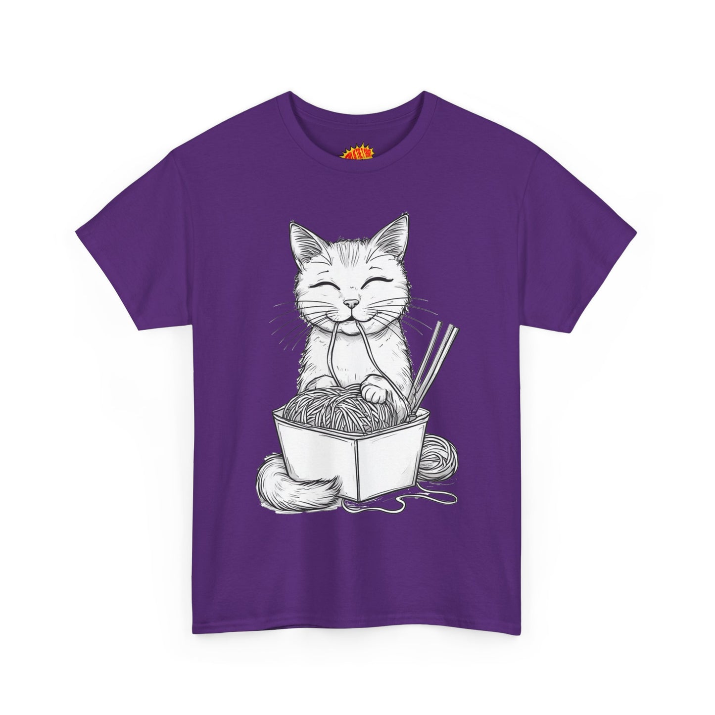 Cat w/Noodles Drawing Art Tee Shirt *Multiple Colors*