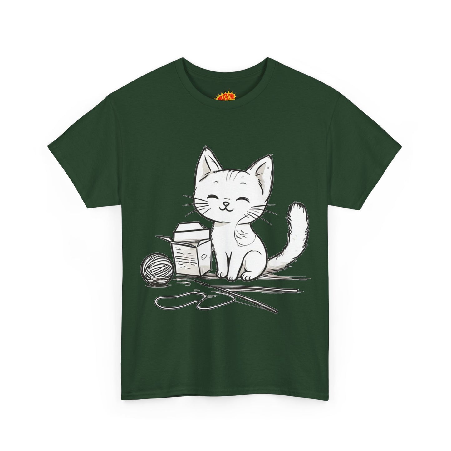 White Cat w/Takeout Yarn Art Tee Shirt *Multiple Colors*