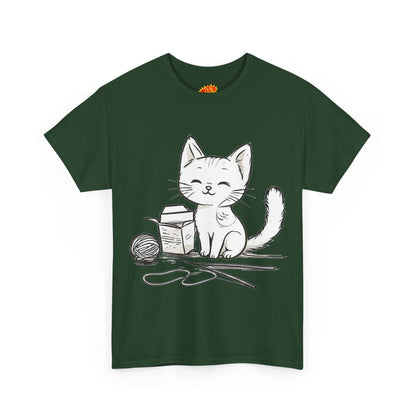 White Cat w/Takeout Yarn Art Tee Shirt