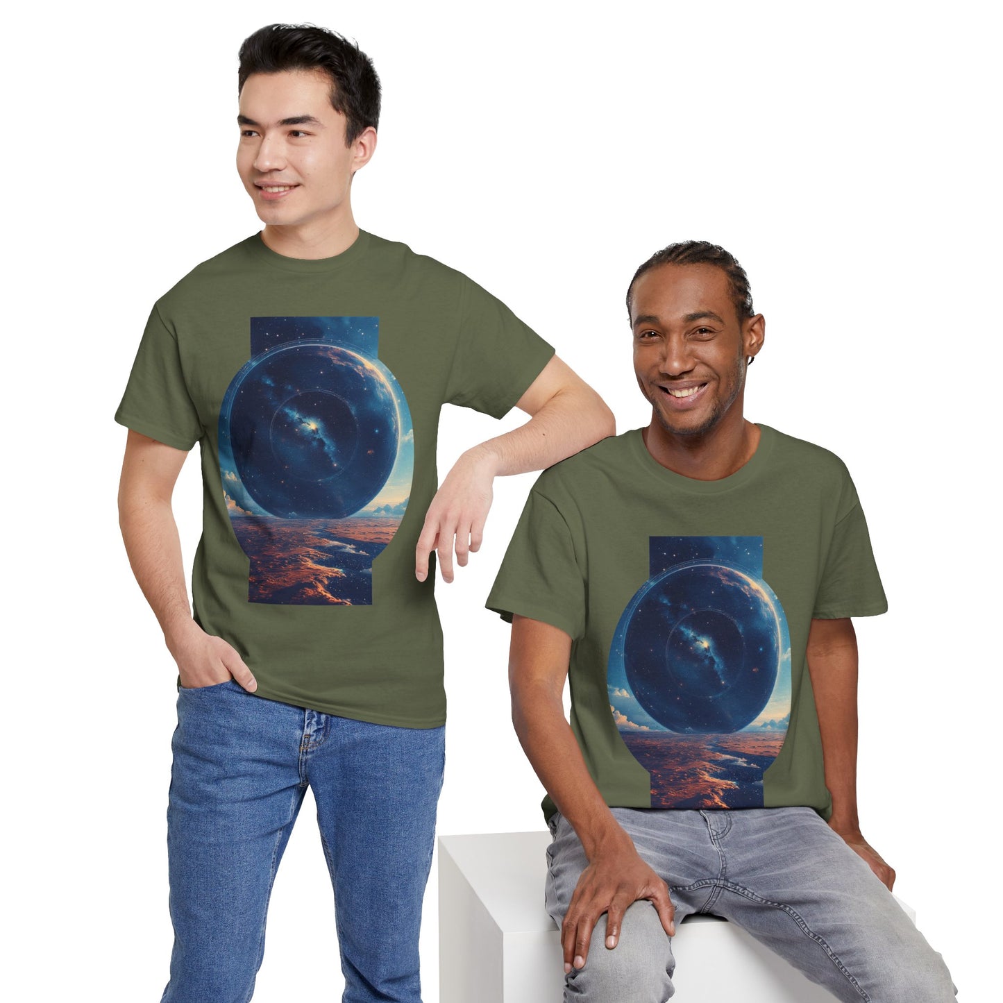 Round Galaxy Space Graphic Art Tee Shirt *Multiple Colors*