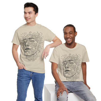 Human Face Line Drawing Portrait Graphic Art Tee Shirt