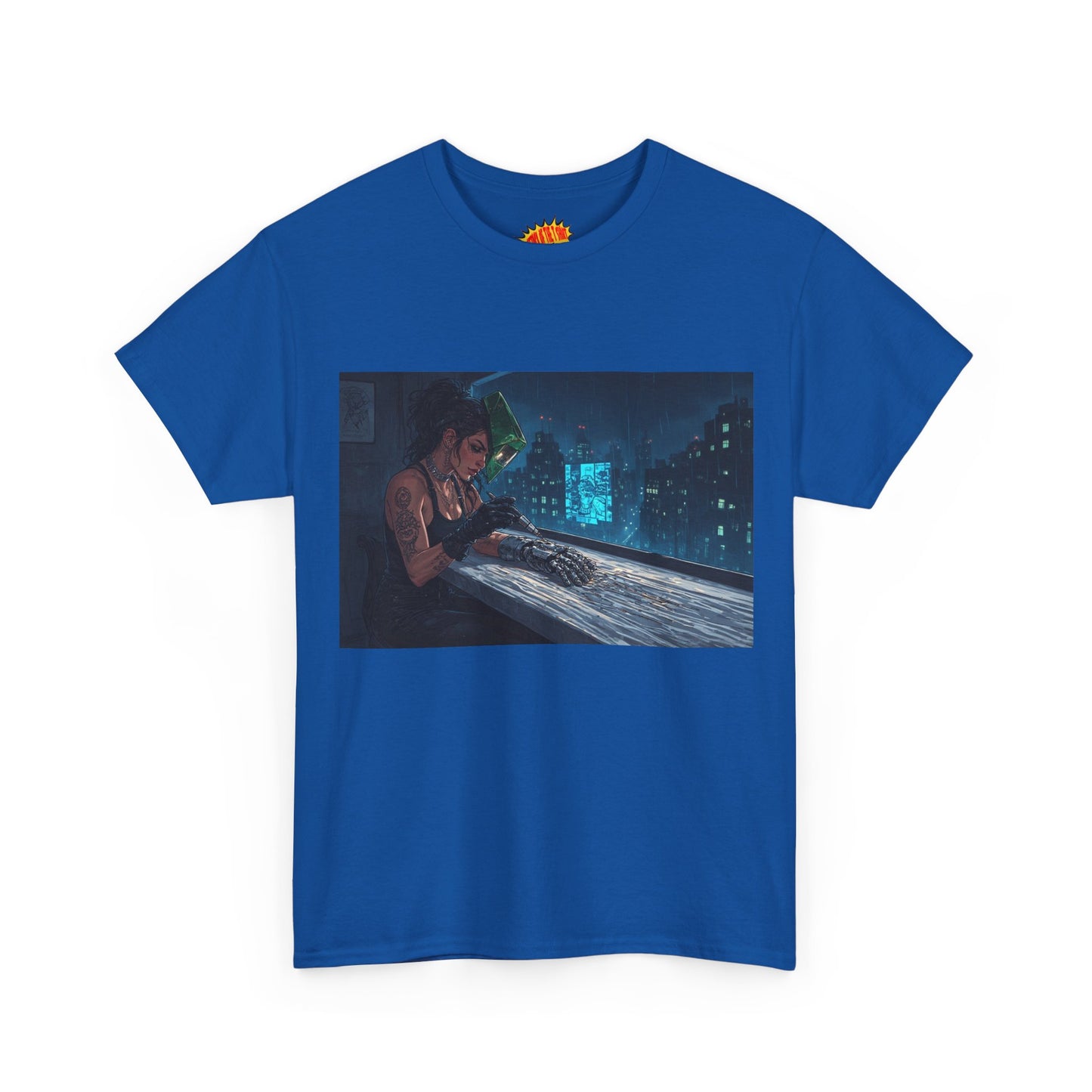 Cyberpunk Women w/Cybernetic Hand Scene T-Shirt *Multiple Colors*