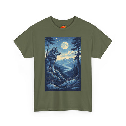 Blue Wolf with Full Moon Scene T-Shirt