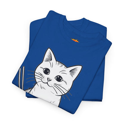 White Cat w/Yarn Ball Art Tee Shirt