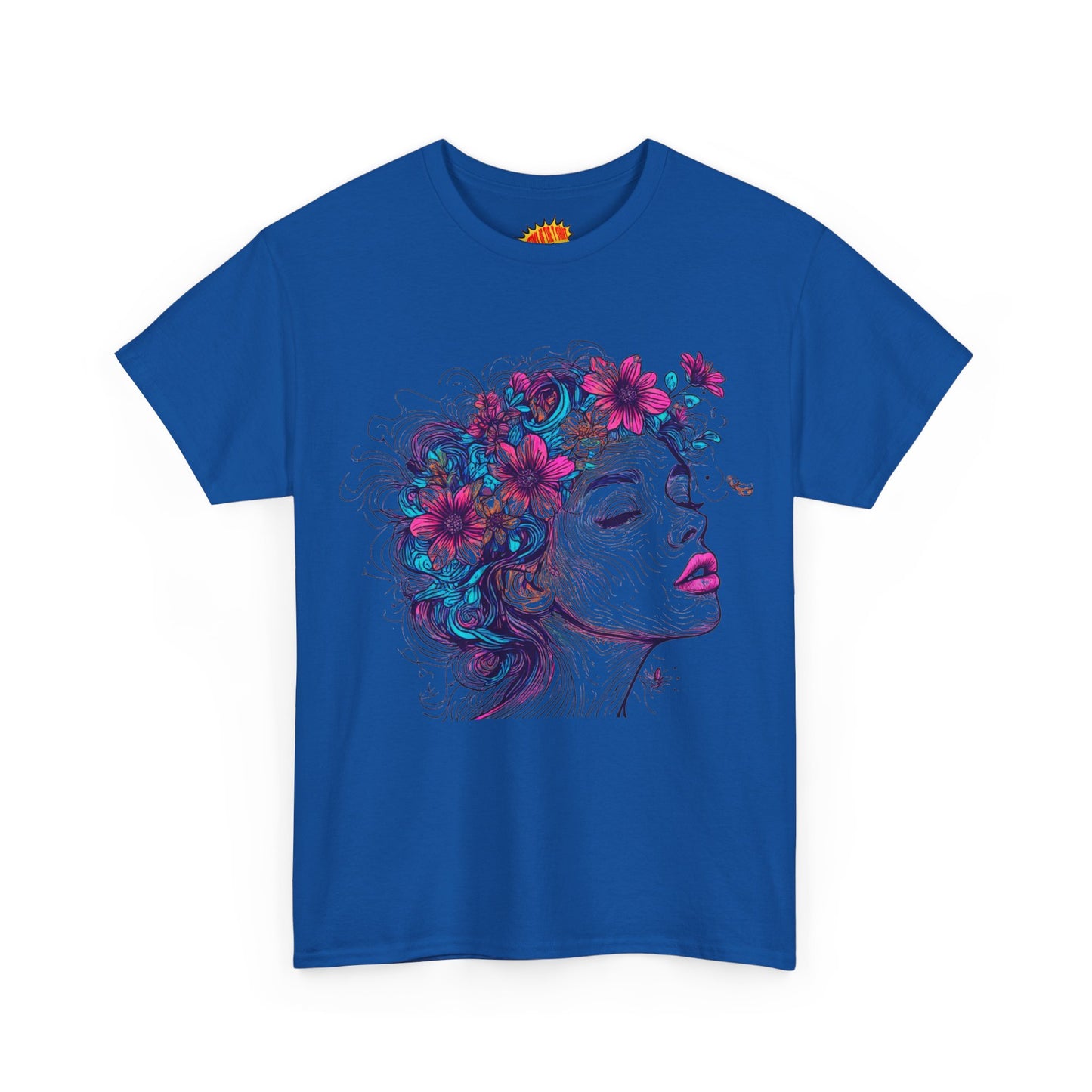 Multicolor Line Drawing Human Flower Graphic Art Tee Shirt *Multiple Colors*