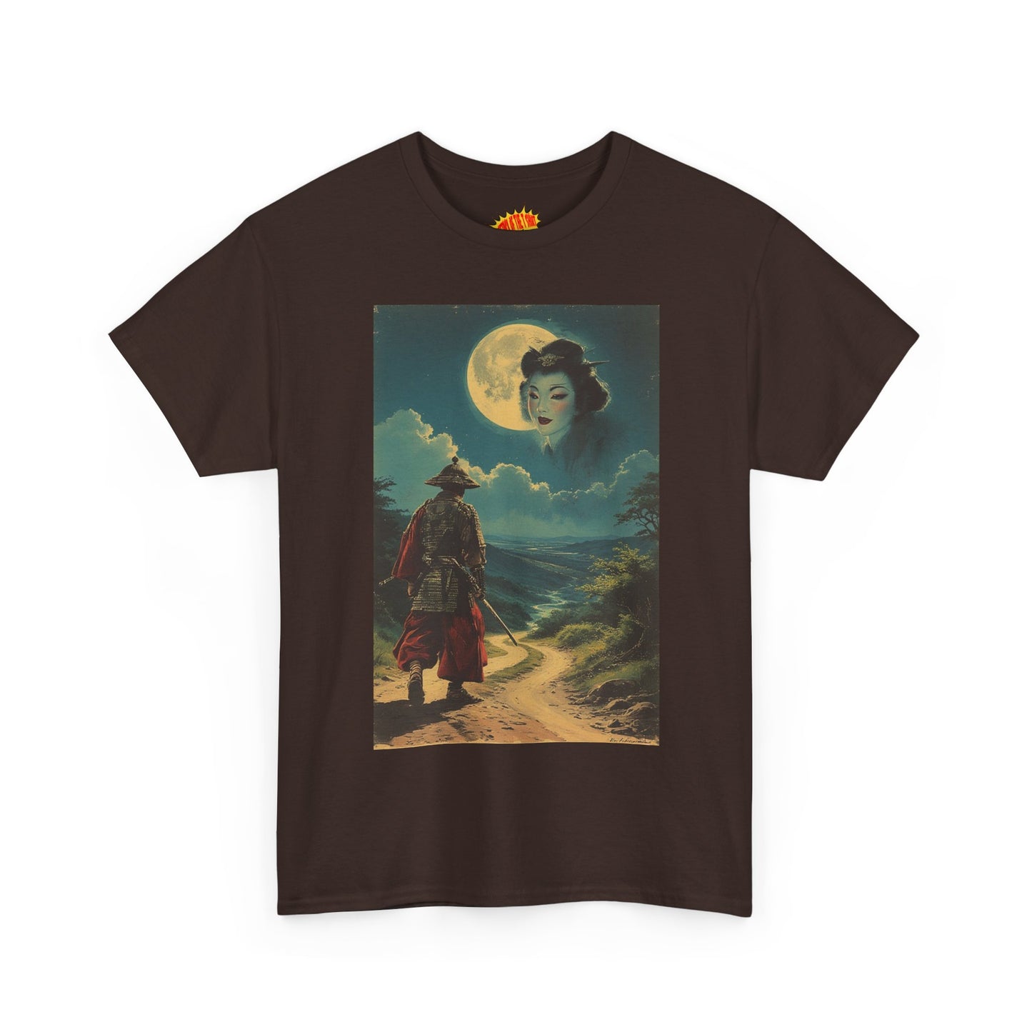 Samurai w/Full Moon Sky Geisha T-Shirt *Multiple Colors*