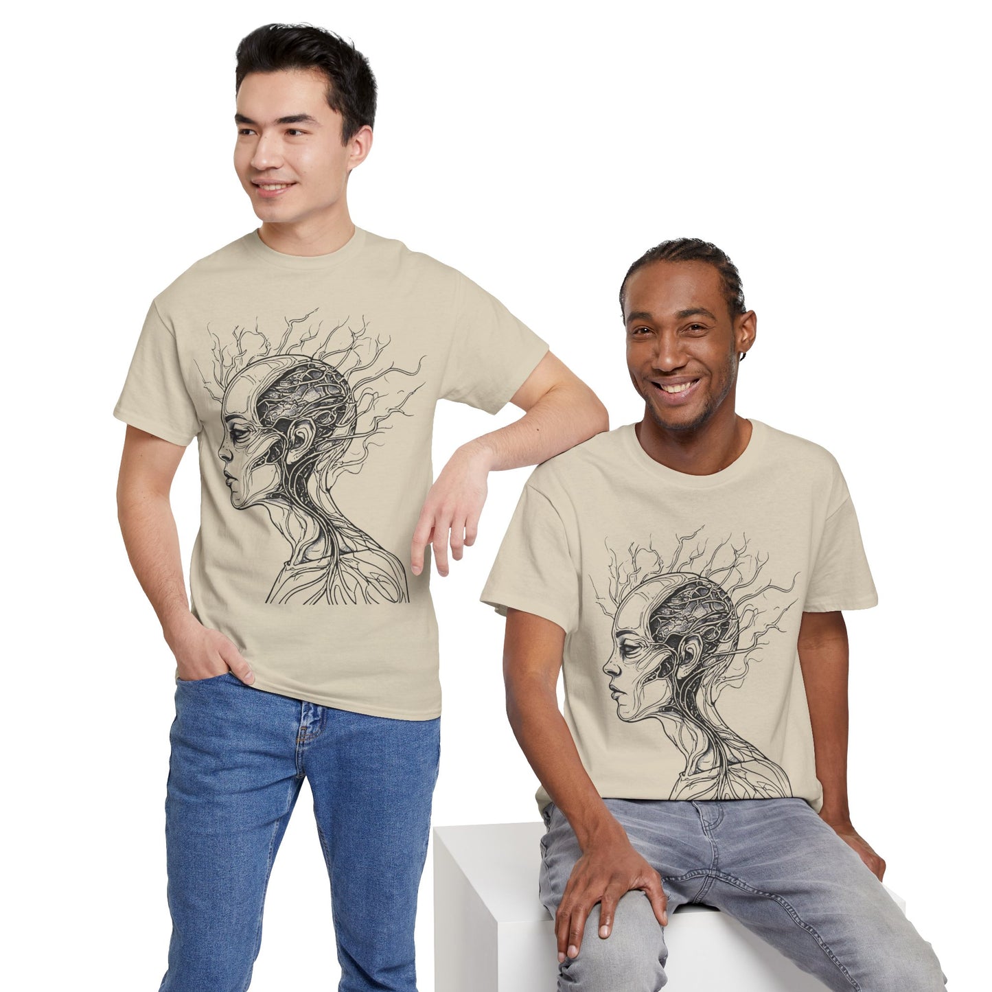 Anatomy Line Drawing Face Graphic Art Tee Shirt *Multiple Colors*