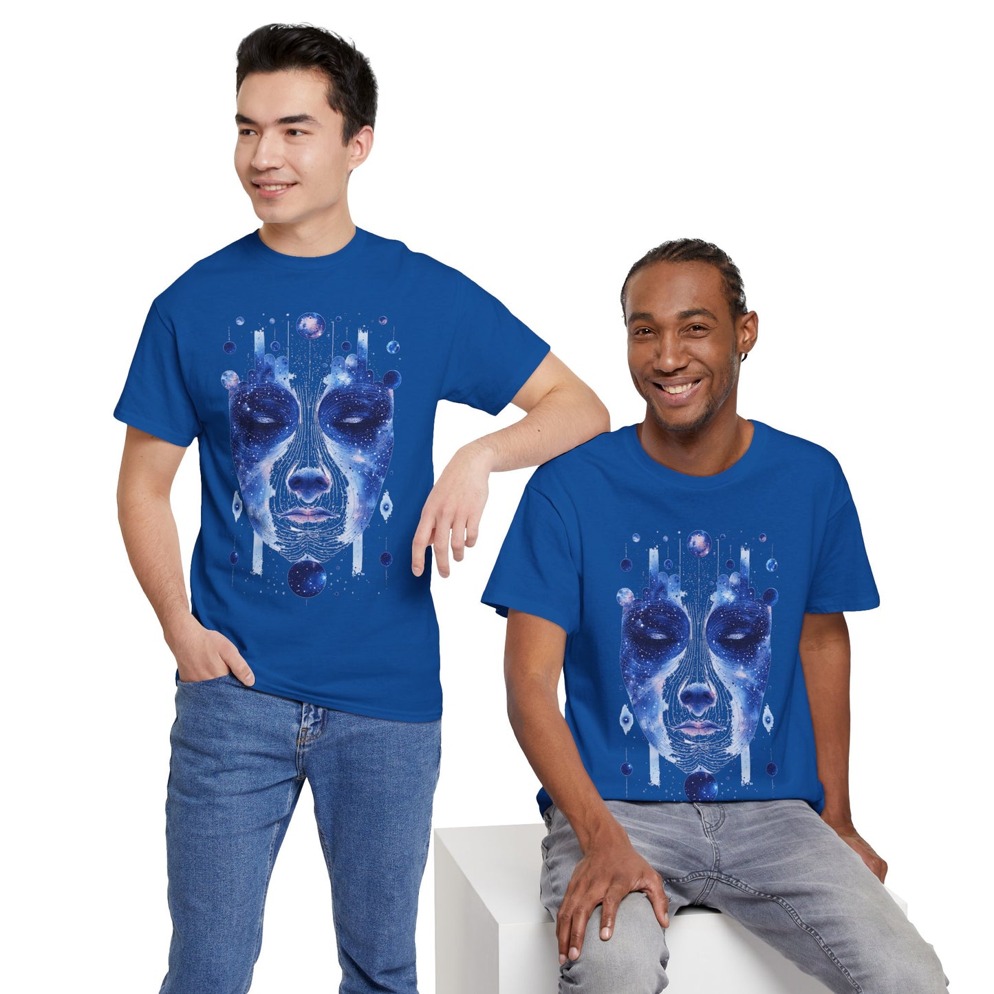 Cosmic Face Galaxy Graphic Space Art Tee Shirt *Multiple Colors*