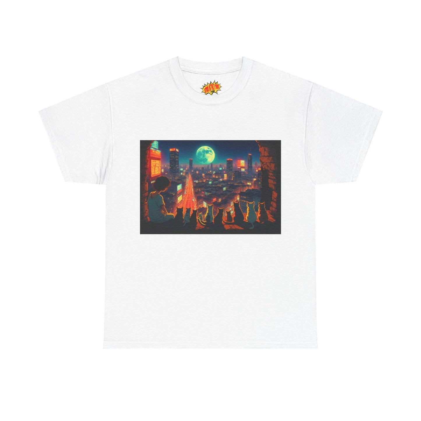 Anime Cityscape Scene w/Cats T-Shirt *Multiple Colors*